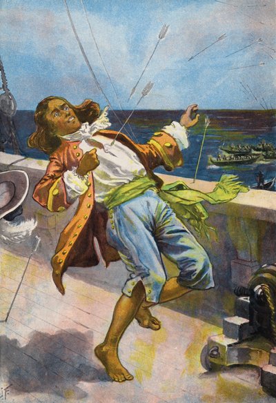 Robinson Crusoe: La muerte del viernes (litografia en color) de Joseph (after) Finnemore