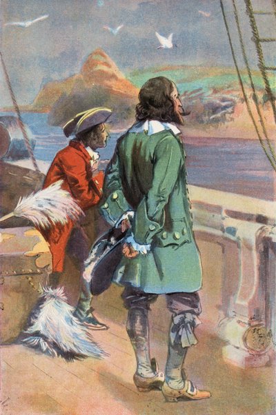Robinson Crusoe: Dejo la isla (litografia en color) de Joseph (after) Finnemore
