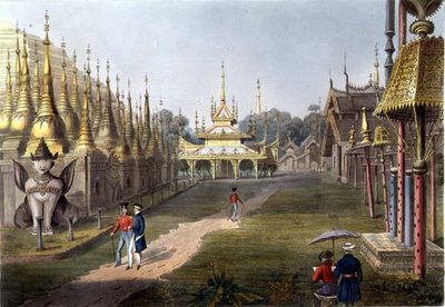 Escena en la Terraza de la Gran Pagoda Dagon en Rangún Mirando Hacia el Norte, placa 5 de 