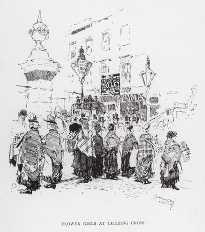 Niñas de las Flores en Charing Cross de Joseph (after) Pennell