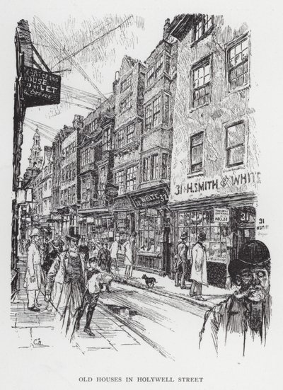 Casas Antiguas en Holywell Street de Joseph (after) Pennell