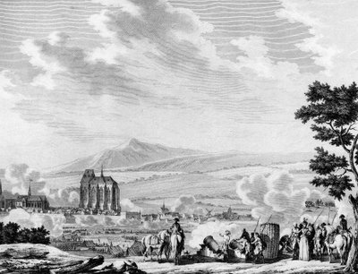 Revolución francesa y llegada de las fuerzas contrarrevolucionarias del ejército austríaco: Bombardeo de la ciudad de Lille (25 de septiembre) de Joseph (after) Swebach Desfontaines