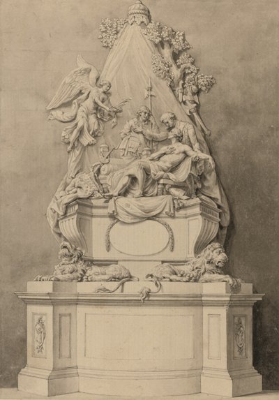 Monumento al general de división Wolfe, zona norte, Abadía de Westminster (tinta y aguada sobre papel) de Joseph (attr. to) Wilton