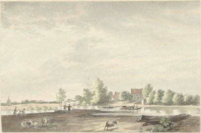 La casa del ferry en el Lek, cerca de Schoonhoven de Joseph Adolf Schmetterling
