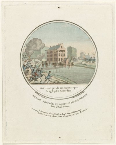 Ataque al puente Duivendrecht, 1787 Action for Gevalle aan Duyvendregse brug buyten Amsterdam / Action arrivée au pont de Duyvendregt hors d