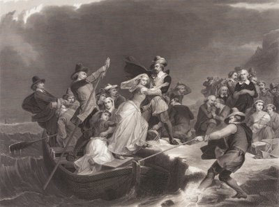 Los peregrinos desembarcando en Plymouth Rock en 1620 de Joseph Andrews