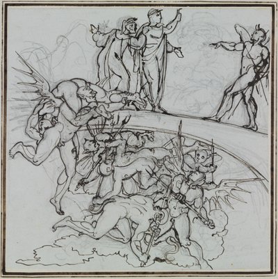 En el lago de pez de los corruptos, el consejero de Lucca (Infierno de Dante, Canto 21, V 34) de Joseph Anton Koch