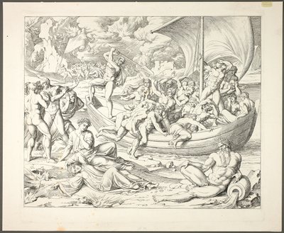 Corteza de Caronte con Almas cruzando la Estigia, lámina dos de Darstellungen aus Dante