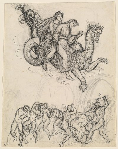 Dante y Virgilio montando en la espalda de Gerión de Joseph Anton Koch
