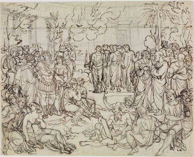Dante y Virgilio entre los paganos en el limbo (Infierno de Dante, canto 4, v. 52) de Joseph Anton Koch