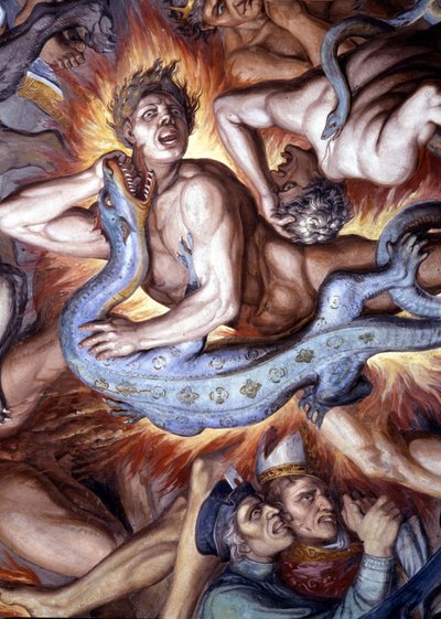 El Infierno de Dante (Divina Comedia) - (detalle) de un fresco de Joseph Anton Koch, Casino Massimo, Roma de Joseph Anton Koch