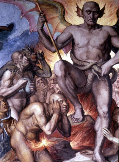 El Infierno de Dante (Divina Comedia) - (detalle) de un fresco de Joseph Anton Koch, Casino Massimo, Roma de Joseph Anton Koch