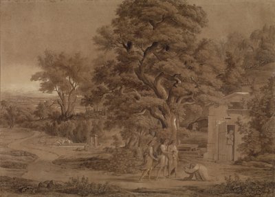 Paisaje con Abraham y los tres ángeles en el valle del Mambre de Joseph Anton Koch