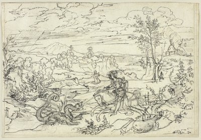 Paisaje con San Jorge y el Dragón y el Monte Soratte de Joseph Anton Koch