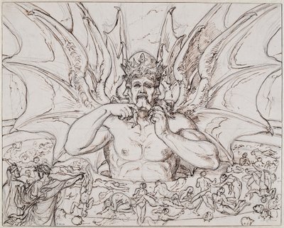 Lucifer en el centro del infierno. Ilustración de la Divina Comedia de Dante Alighieri, ca 1803 de Joseph Anton Koch