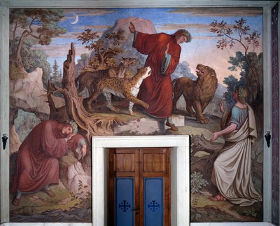 Representación de Dante y Virgilio, de La Divina Comedia de Dante (detalle) de Joseph Anton Koch