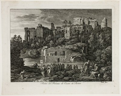 Ruinas del Palacio de los Césares en Roma, placa ocho de Die Römische Ansichten de Joseph Anton Koch