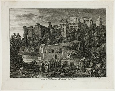 Ruinas del Palacio de los Césares en Roma, placa ocho de Die Römische Ansichten de Joseph Anton Koch