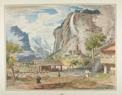 Las cataratas de Staubbach y el monte Jungfrau en el valle de Lauterbrunnen, Suiza de Joseph Anton Koch