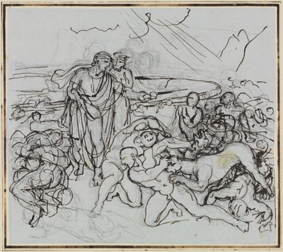 Virgilio calma a Cerbero (Infierno de Dante, canto 6, verso 13) de Joseph Anton Koch