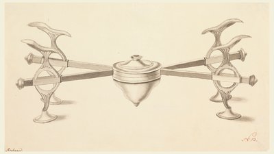 Diseño para un soporte de plato con brazos extensibles y una pequeña lámpara de alcohol de Joseph Anton Seethaler Ii