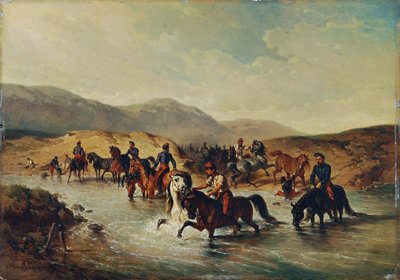 Caballería francesa en el estanque de caballos de Joseph Anton Strassgschwandtner
