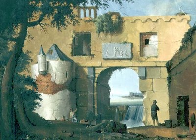 Ruinas en un paisaje italiano de Joseph August Knip