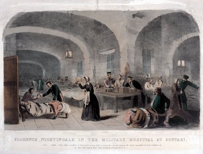 Florence Nightingale (1820-1910) en el Hospital Militar de Scutari durante la Guerra de Crimea, 1856 de Joseph Austin Benwell