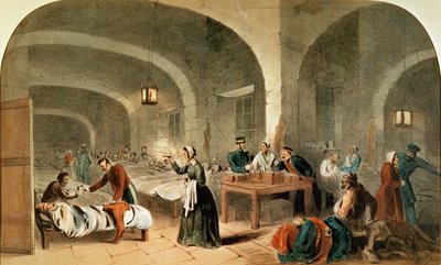 Boceto de una sala en el Hospital de Scutari, c.1856 de Joseph Austin Benwell