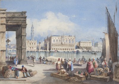 Venecia, pegado en la portada del Diario de un viaje por Suiza e Italia de Thomas Moody, 1822 de Joseph Axe Sleap