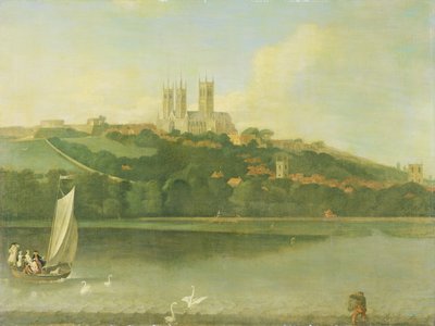Vista de la catedral y la ciudad de Lincoln desde el río, c.1760 de Joseph Baker