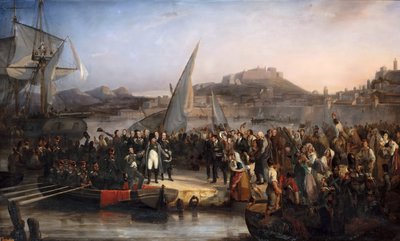 Napoleón dejando la isla de Elba el 26 de febrero de 1815 de Joseph Beaume