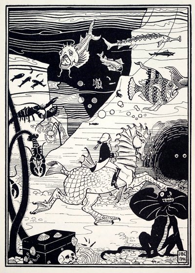 Había una gran variedad de árboles altos y nobles, cargados de frutos marinos, como langostas..., 1895 de Joseph Benwell Clark
