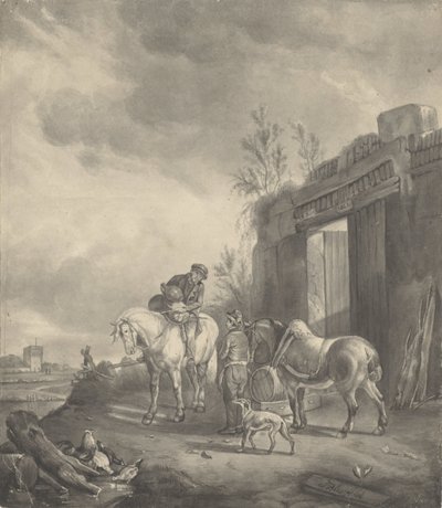 Dos jinetes en un edificio en ruinas de Joseph Bles