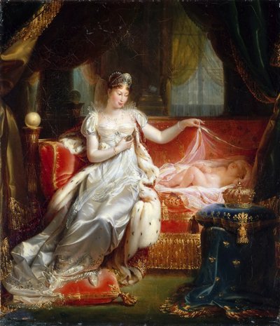 Emperatriz Marie-Louise con el Rey de Roma durmiendo de Joseph Boniface Franque
