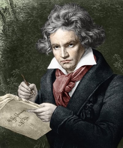 Ludwig van Beethoven (1770-1827), componiendo la Missa solemnis, después de Karl Joseph Stieler (1781-1858) de Joseph Carl (after) Stieler