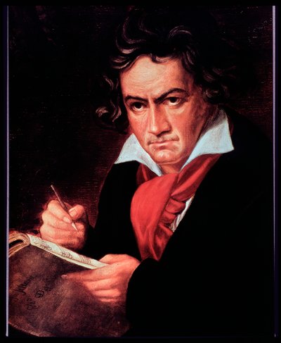 Retrato del compositor alemán Ludwig van Beethoven escribiendo Missa solemnis de Joseph Carl (after) Stieler