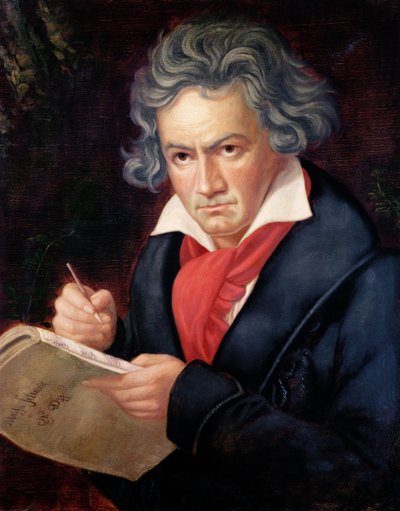 Ludwig van Beethoven (1770-1827) componiendo su 