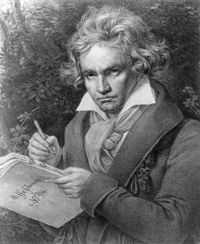 Ludwig van Beethoven componiendo su 