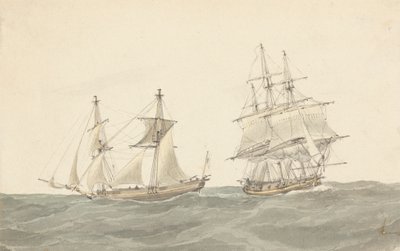 Barquentina y fragata en mar gruesa de Joseph Cartwright