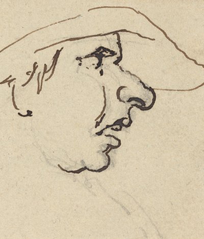 Perfil de hombre con nariz grande y sombrero de Joseph Cartwright