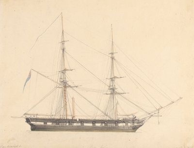 Brig individual con la bandera de la Unión y tres figuras de Joseph Cartwright