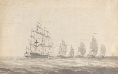 Seis acorazados navegando en mar gruesa de Joseph Cartwright
