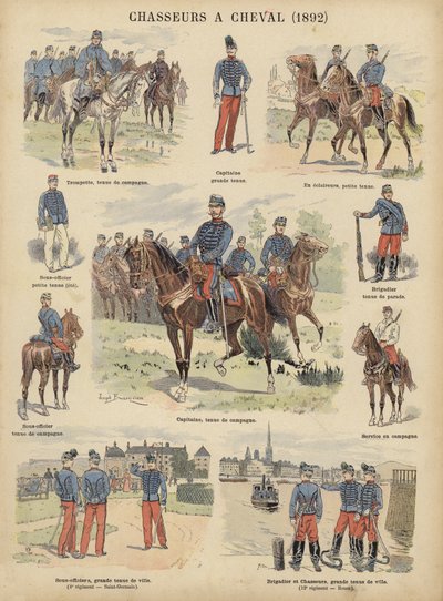 Cazadores a caballo del ejército francés de Joseph Charles (after) Beuzon