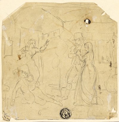 Escena Dramática con Pareja, Hombre Mayor de Joseph Clayton Bentley