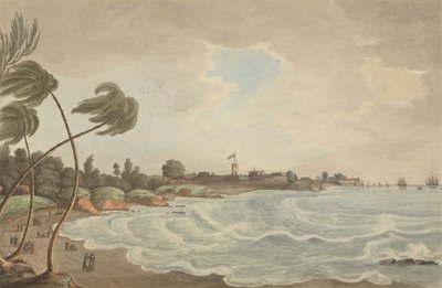 Bahía de Bencooler, pequeña carretera y muelle, Fuerte Marlborough, Sumakra, 1799 de Joseph Constantine Stadler