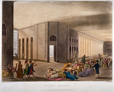 Vista interior del Hospital de San Lucas, Old Street, Finsbury, Londres, 1809 de Joseph Constantine Stadler