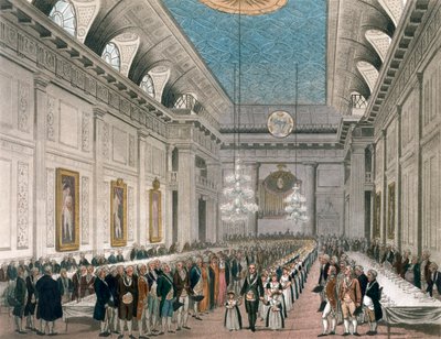 Procesión en el Salón de los Masones, Queen Street, Londres, c. 1780-1812 de Joseph Constantine Stadler