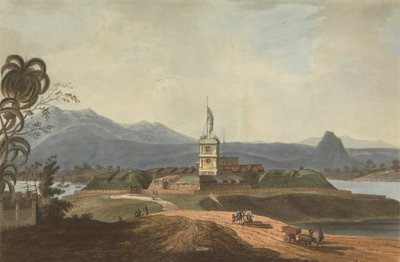 Vista sureste del fuerte Marlborough, Benkulen, Sumatra, 1799 de Joseph Constantine Stadler