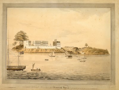 Vista de la isla de Bance, Sierra Leona, África, c.1805 (acuarela) de Joseph Corry